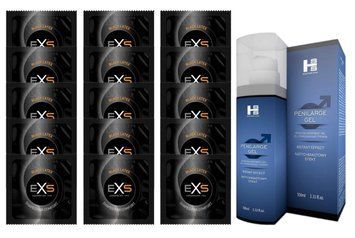 Комплект EXS Black Latex 15 шт + SHS Penilarge Gel (100 мл) SOS14615 фото