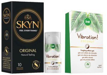 Набір з SKYN Original (10 шт) + Рідкий вібратор Intt Vibration Coconut Vegan (15 мл)  SOS9904 фото