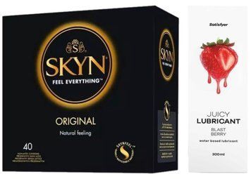 Комплект Лубрикант Satisfyer Juicy Blast Berry 300 мл + SKYN Original 40 шт SOS12910 фото