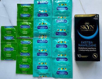 Комплект Skyn Extra Lube 10 шт + Pasante Tropical 8 шт, Delay 6 шт SOS3048 фото