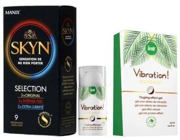 Набор из SKYN Selection (9 шт) + Жидкий вибратор Intt Vibration Coconut Vegan (15 мл) SOS9704 фото
