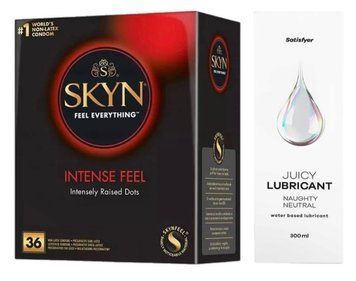 Комплект Лубрикант Satisfyer Juicy Lubricant Naughty Neutral 300 мл +  SKYN Intense Feel 36 шт SOS12754 фото