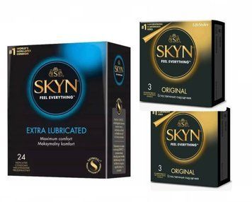 Набір Skyn 30 шт : Extra Lube - 24 шт , Original -3х2 шт  SK111 фото