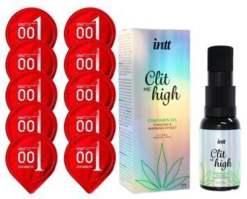 Комплект OLO 001 (червоні) 10 шт + Intt Clit Me On High Cannabis Oil 15 мл SOS14223 фото