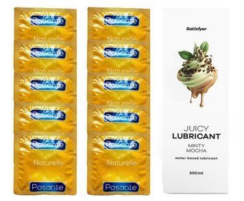 Набор Pasante Naturelle 10 шт. + Лубрикант Satisfyer Minty Mocha (300 мл) SOS12052 фото