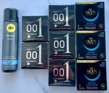 Набор 24 шт OLO Feeling Ultrathin 001 + Skyn ​​Extra Lube + Лубрикант pjur Basic Waterbased, 100 мл SOS3790 фото