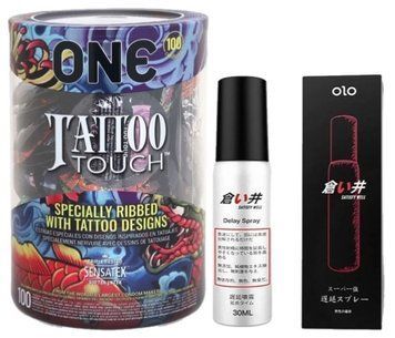 Набор из ONE Tattoo Touch, 100 шт + Пролонгатор OLO 30 мл (спрей) satisfy well SOS9149 фото