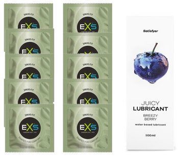 Комплект: из EXS Snug Fit 10 шт + Лубрикант Satisfyer Juicy Breezy Berry water based 300 мл SOS11312 фото