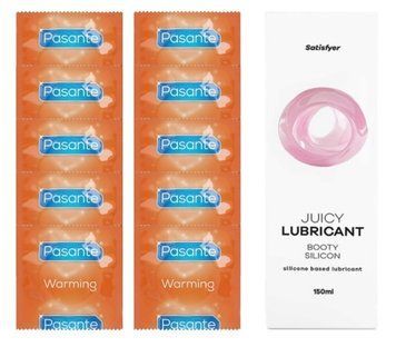 Комплект Pasante Warming 10шт. + Лубрикант Satisfyer Juicy Lubricant Booty Silicon 150 мл SOS11603 фото