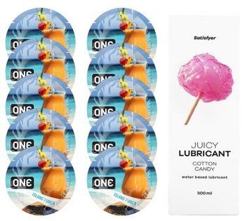 Набор One Island Punch 10 шт. + Лубрикант Satisfyer Cotton Candy 300 мл SOS12402 фото