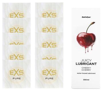 Набор: EXS Pure 10 шт. + Лубрикант Satisfyer Cheeky Cherry 300 мл SOS11211 фото