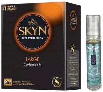 Набор из SKYN Large (36 шт) + Жидкий вибратор 5th Paradise Liquid Vibrator - Энергетический напиток (10 мл) SOS9954 фото