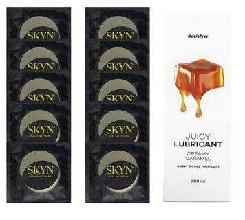 Комплект SKYN Pina Colada 10 шт. + Лубрикант Satisfyer Juicy Lubricant Creamy Caramel 300 мл SOS12554 фото