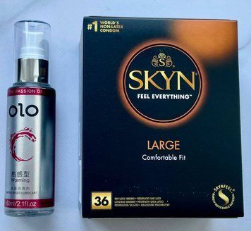Комплект SKYN Large 36 шт - Лубрикант зігріваючий OLO 60 мл SOS3298 фото