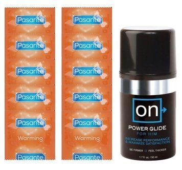 Комплект Pasante Warming 10 шт + Sensuva ON Power Glide For Him Gel (50 мл)  SOS14374 фото