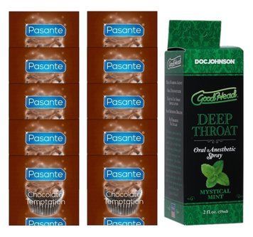 Pasante Chocolate Temptation 10 шт + Doc Johnson GoodHead &ndash; Mystical Mint (59 мл) SOS13998 фото