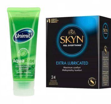 SKYN Extra Lube 24 шт + подарунок - Лубрикант Unimil Aqua Aloe  80 мл SOS181 фото