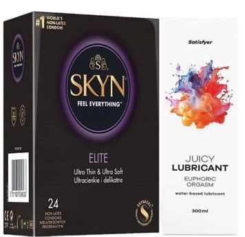 Комплект Лубрикант Satisfyer Juicy Lubricant Euphoric Orgasm 300 мл + SKYN Elite 24 шт SOS12654 фото