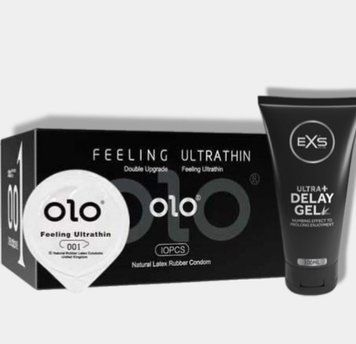 OLO 0.01 Feeling Ultrathin Black 10 шт + Пролонгатор EXS Delay Gel Ultra+ 100ml SOS5892 фото