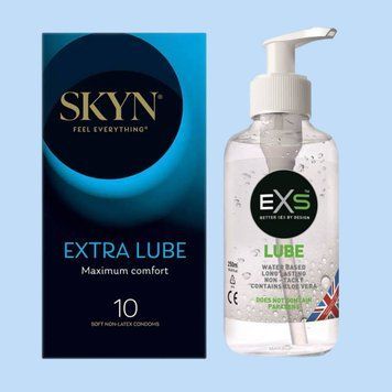 Комплект Skyn Extra Lube 10 шт + Лубрикант EXS Aloe 250 мл (прозорий) SOS4464 фото