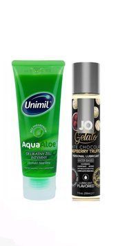 Набор лубрикантов Unimil Aloe 80 мл + System JO White Chocolate Raspberry (30 мл) LB162 фото