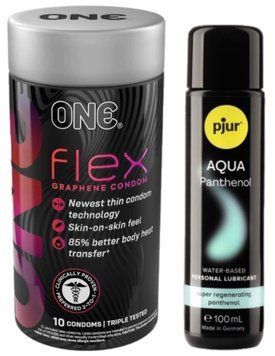 Комплект ONE Flex Graphene 10 штук + Pjur Aqua Panthenol 100 мл  SOS12958 фото