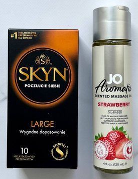 Набір 10 шт SKYN Large + System JO Aromatix &mdash; Massage Oil &mdash; Strawberry 120 мл SOS1639 фото