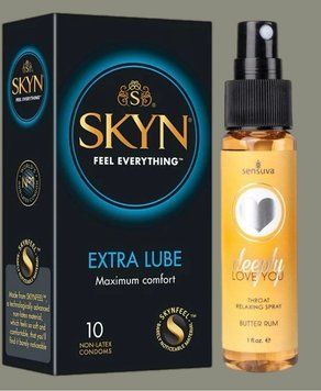 Набір Skyn Extra Lube 10 штук + Спрей Sensuva Deeply Love You Butter Rum (29 мл) SOS5210 фото