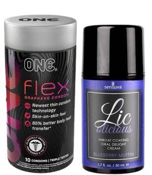 Комплект Набір 10 штук ONE Flex графен + Гель Sensuva Lic-o-licious Blueberry Muffin (50 мл) SOS6232 фото