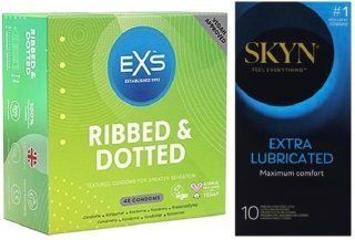 Набор с Skyn Exstra Lube 10 штук + EXS Ribbed & Dotted 48 шт SOS7982 фото