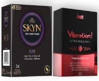 SKYN Elite, 24 шт + Intt Vibration Strawberry (15 мл) SOS7004 фото