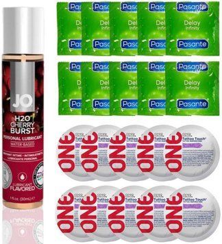 набор 20 шт Pasante + ONE + System JO H2O Cherry Burst (30 мл) SOS4676 фото