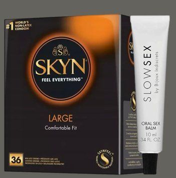 Комплект SKYN Large, 36 шт + Стимулювальний бальзам  Bijoux Indiscrets Slow Sex Oral sex balm SOS5410 фото