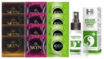 Комплект: Пролонгатор SHS Orgasm Control Spray 15 мл + 8 шт. SKYN + 4 шт. EXS EXTREME 3 в 1 SOS10923 фото
