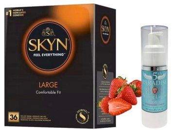 Набір з SKYN Large (36 шт) + Рідкий вібратор 5th Paradise Liquid Vibrator &mdash; Полуниця (30 мл)  SOS9955 фото