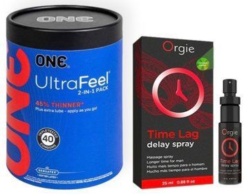 Набор из ONE UltraFeel 2-in-1 Pack 40 шт. + Пролонгатор Time Lag, 25 мл. ORGIE SOS9101 фото