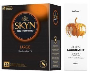 Комплект Лубрикант Satisfyer Juicy Playful Pumpkin 300 мл + SKYN Large 36 шт SOS12873 фото