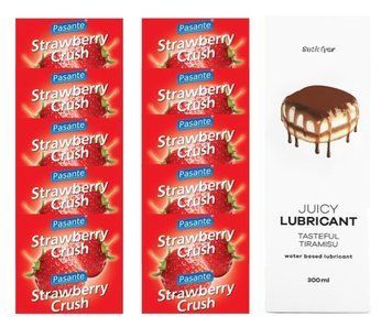 Комплект Pasante Strawberry 10шт. + Лубрикант Satisfyer Juicy Lubricant Tasteful Tiramisu 300 мл SOS11654 фото