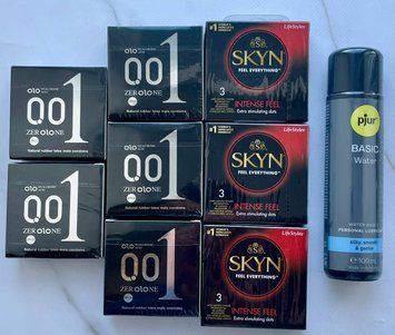 Набор 24 шт OLO Feeling Ultrathin 001 + Skyn ​​Intense Feel + Лубрикант pjur Basic Waterbased, 100 мл SOS3791 фото