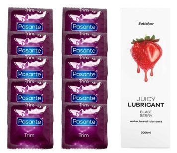 Комплект Pasante TRIM 10шт. + Лубрикант Satisfyer Juicy Lubricant Blast Berry 300 мл SOS11704 фото
