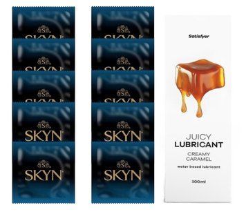 Комплект SKYN Extra Lube 10 шт. + Лубрикант Satisfyer Juicy Lubricant Creamy Caramel 300 мл SOS12555 фото