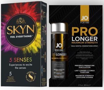 Набір з SKYN 5 Senses + Пролонгатор JO Prolonger Spray with Lidocaine (60 мл) SOS8848 фото