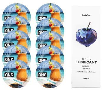 Набор One Island Punch 10 шт. + Лубрикант Satisfyer Breezy Berry 300 мл SOS12403 фото