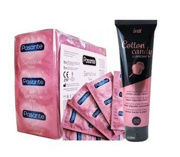 Pasante Sensitive Feel 72 шт и Лубрикант Intt Cotton Candy &ndash; 100 мл SOS952 фото