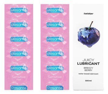 Комплект Pasante extra sensitive 10 шт. + Лубрикант Satisfyer Breezy Berry SOS11512 фото