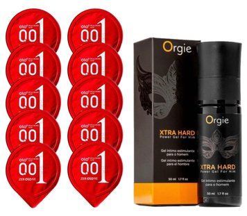 Комплект OLO Warming 001 10 шт + Orgie Xtra Hard Power Gel For Him (50 мл) SOS14425 фото
