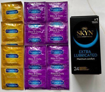 Комплект Skyn Extra Lube 24 шт + Pasante Naturelle 6 шт + Pasante Ribs & Dots 8 шт SOS3021 фото