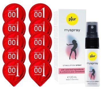 Комплект OLO 001 (червоні) 10 шт + pjur My Spray 20 мл SOS14224 фото