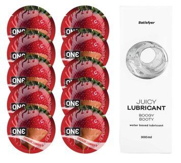 ONE Chocolate Strawberry 10 шт. + Лубрикант Satisfyer Boogy Booty 300 мл SOS12453 фото