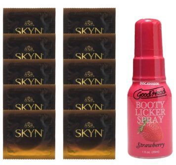Комплект SKYN Passion Daiquiri 10 шт + Doc Johnson GoodHead Booty Licker Spray Strawberry (29 мл) SOS13657 фото